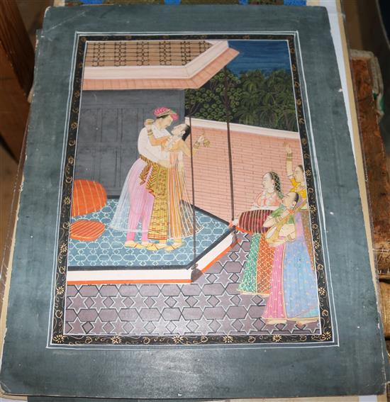 4 Indian miniature paintings, unframed